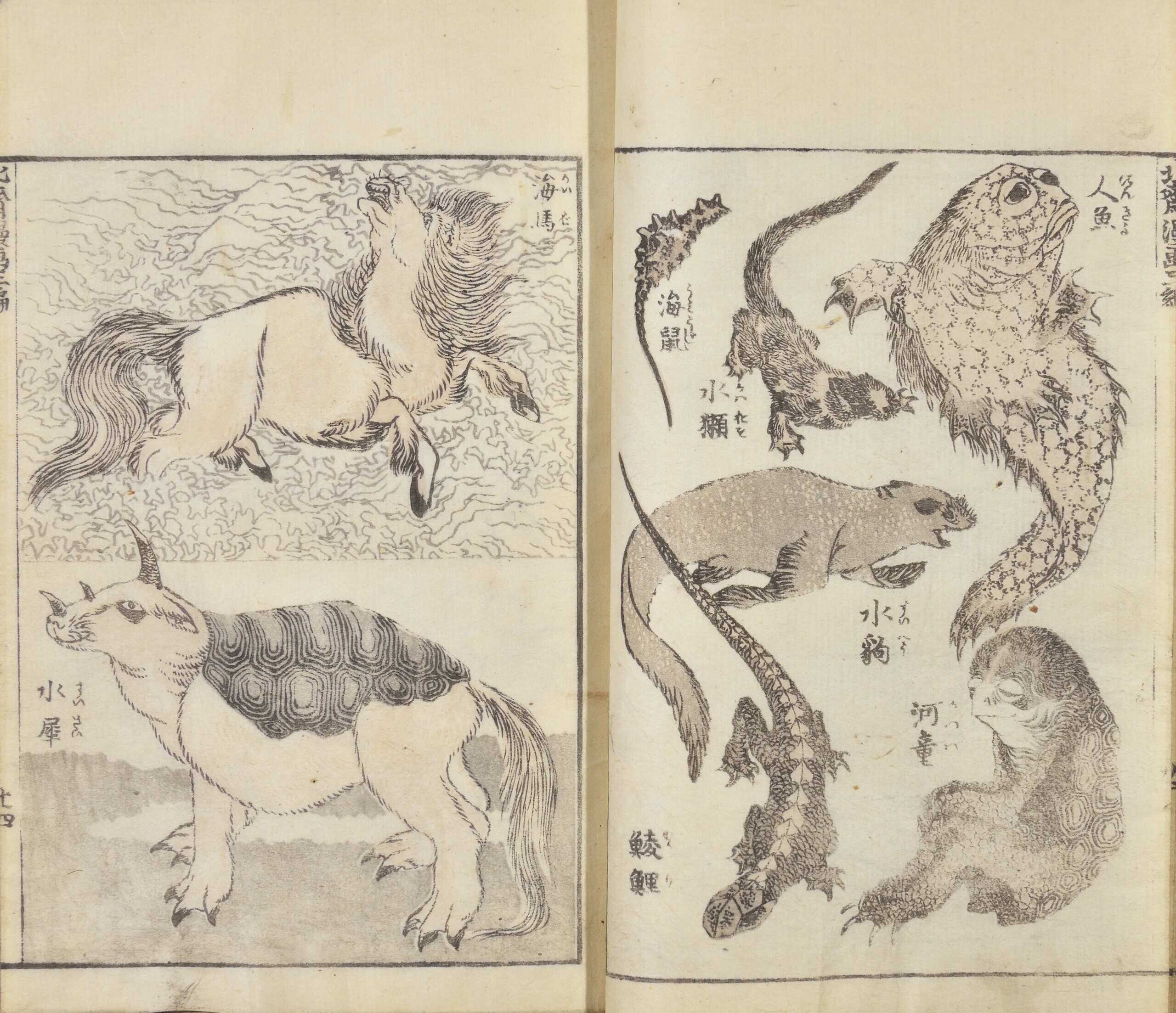 葛飾北斎　真物「伝神開手　北斎図考初編　全」　江戸末期絵手本　「北斎漫画」より 伝神開手北斎漫画』初編～十四編 | 所蔵作品 | 千葉市美術館